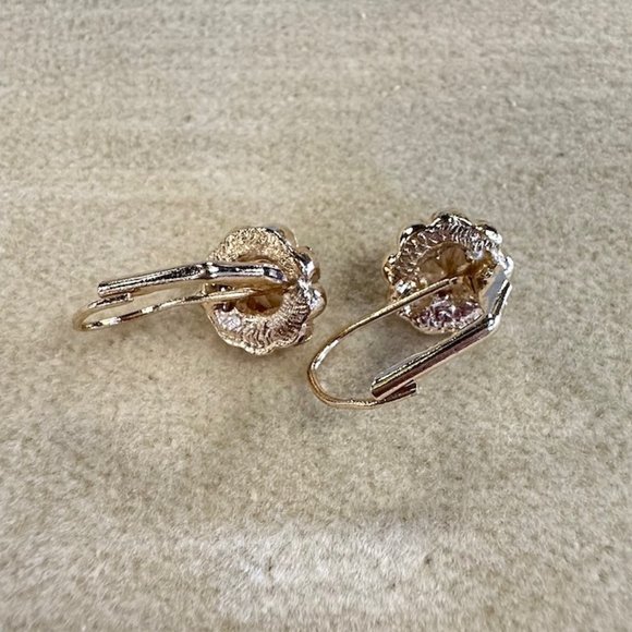 Vintage Citrine and seed Pearl Gold Tone Earrings - Picture 3 of 9